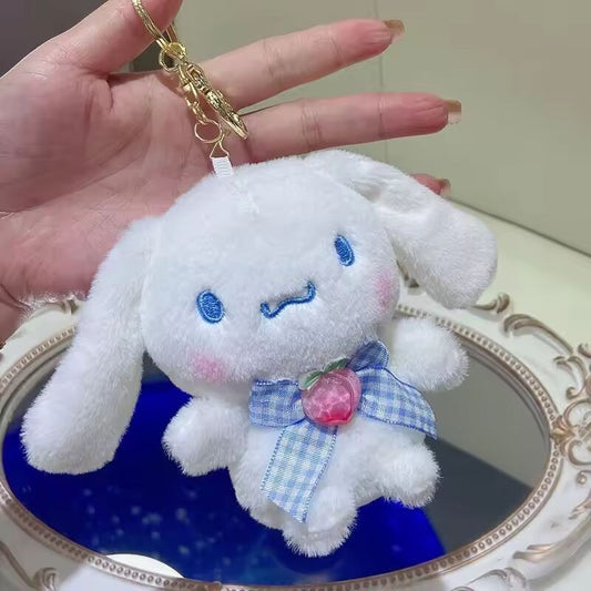 Kawaii Keychain Cute Plush Pendant Anime Kuromi Melody Cinnamoroll Girl Student Bag Doll Caroon Car Key Ring Decoration Jewelry